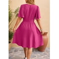 thumbnail image 6 of Women'S Dress 2025 Summer Deep V Neck Elegant Ruffle Mini Dress Waist Dresses Rose Red XL, 6 of 9