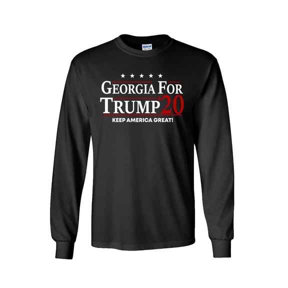 Political Trump 2020 Georgia for Trump Adult Unisex Long Sleeve Shirt-Black-Large