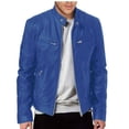 thumbnail image 2 of Chaqueta de cuero para hombre de estilo europeo y americano, chaqueta de cuero de motociclista punk con cuello alto para jóvenes y hombres, 2 of 6