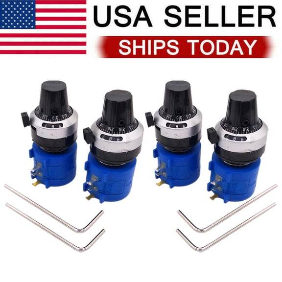 US Stock 4 Sets 5K Ohm 3590S Potentiometer 10 Turn Counting Dial Rotary Knob##
