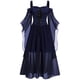 thumbnail image 4 of Ropa de vampiro de Halloween para Mujer, vestido con hombros descubiertos, conjunto de accesorios de disfraz de bruja para Halloween, Carnaval, 4 of 4