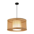 thumbnail image 4 of Lámpara colgante de bambú tejida a mano, lámpara colgante LED tradicional con Base E27, luz de techo de tejido rústico para restaurante, cafetería y Estilo H, 4 of 9