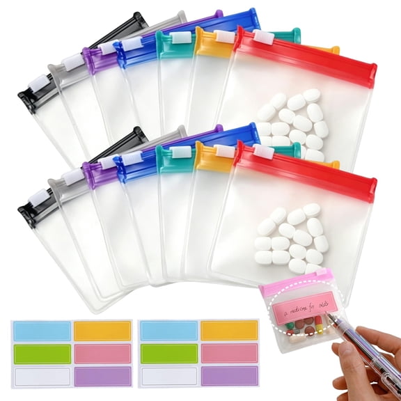 Self Sealing Zipper Medicine Bags, Waterproof Reusable Pill Pouches Bags, for Medicine and Jewelry Organizer Daily Use