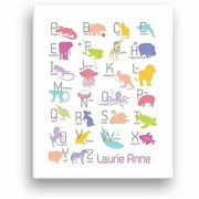 Angle View: Girl's Alphabet Animals Personalized Canvas
