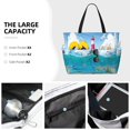 thumbnail image 3 of KLL Lighthouse Sea Port Print Large Beach Tote Bag Women Waterproof Sandproof Zipper Beach Tote Bag for Pool Gym Grocery Travel with Wet Pocket, 3 of 7