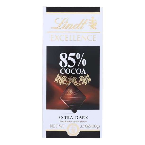 Lindt Chocolate Bar Dark Chocolate 85 Percent Cocoa Extra Dark, 3.5 Oz