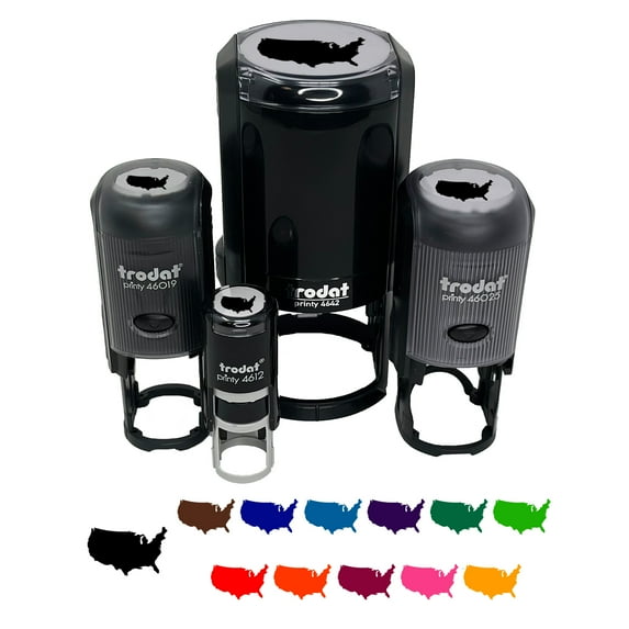 USA United States America Country Silhouette Self-Inking Rubber Stamp Ink Stamper - Red Ink - Mini 1/2 Inch