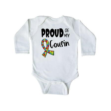 

Inktastic Proud of my Cousin Autism Awareness Puzzle Piece Ribbon Gift Baby Boy or Baby Girl Long Sleeve Bodysuit