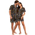 thumbnail image 4 of Matching Halloween Pajamas for Couples 2 Piece Short Sleeve Button Down Pjs Soft Breathable Sleepwear Loungewear for Women Men Pumpkin Ghost Bat Web Print Black L, 4 of 6