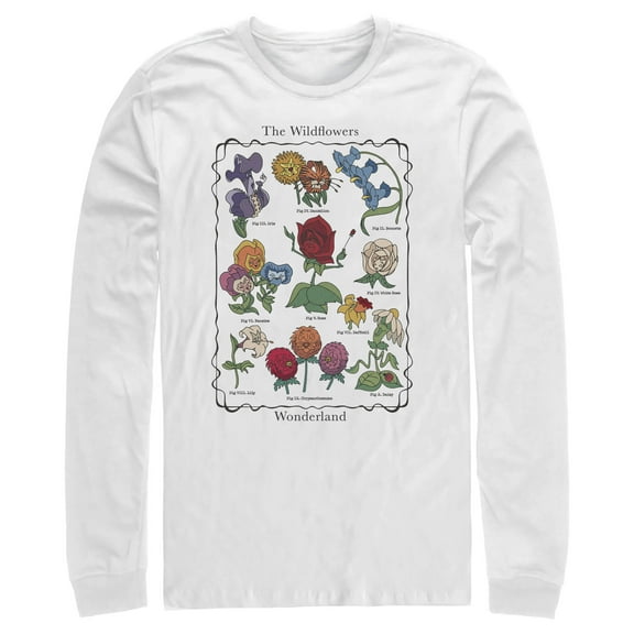 Men's Alice in Wonderland The Wildflowers Chart Long Sleeve Shirt White X Large