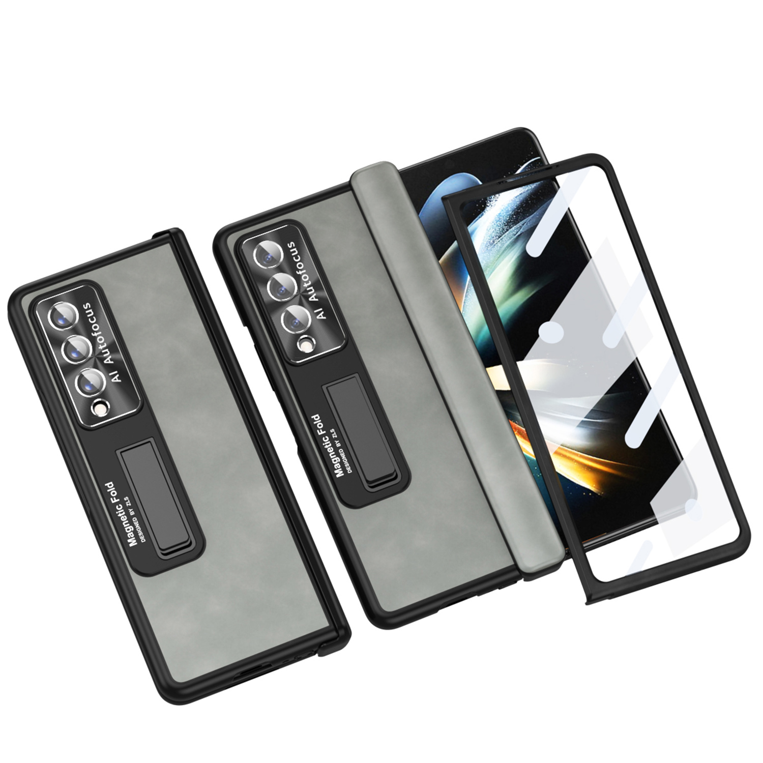 Tarise All-inclusive Cover Case for Samsung Galaxy Z Fold 4 5G 2022, Wireless Charging Camera Lens Protector Screen Protector Magnetic Hinge Protection Drop-Proof Shockproof Kickstand CasAntique White