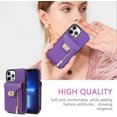 thumbnail image 7 of Phone Case for iPhone 13 Pro 6.1 inch Wallet Cover with Credit Card Holder Zipper Slot Crossbody Strap Lanyard Leather Stand Cell iPhone13Pro 5G i i-Phone i13 iPhone13 13Pro Women Girls Purple, 7 of 7