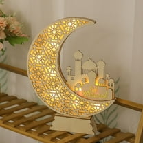 Gnmfd Ramadan Night Light Eid Mubarak LED Star Table Lamp, Wooden Islamic DIY Decoration for Bedroom, Home, Party, Festival, Muslim Holiday Lighting, Night Lights Plug Into Wall, Tea Lights Candles