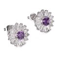 thumbnail image 3 of Airokiy Rhinestone CZ Stud Earrings for Women Purple Crystal Studs Hypoallergenic Pierced Ear Silver Earrings, 3 of 7