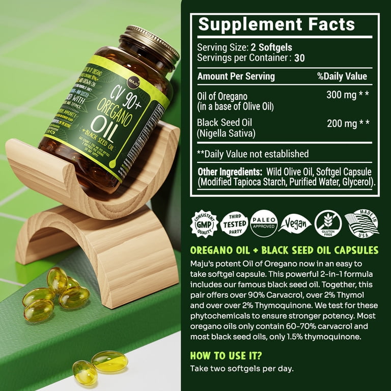 Maju Superfoods Oregano Oil Softgels, 60 Count - Walmart.com