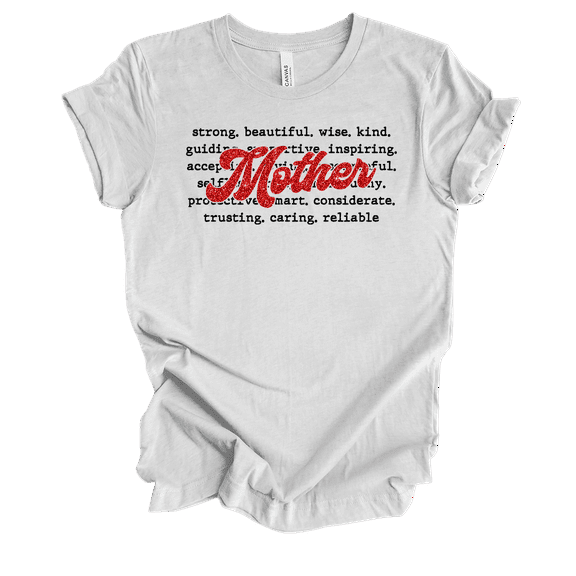 Womens Mother's Day Mother In Red With Inspiring Words Ladies Short Sleeve T-Shirt-Ash-Large