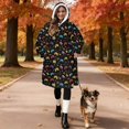 thumbnail image 2 of Game Controller Black Pattern Double-Sided Sherpa Fleece Wearable Blanket Hoodie, Oversized Thick Fuzzy Pullover with Giant Pocket for Women & Men, 2 of 6