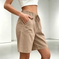 thumbnail image 6 of Taqqpue Womens Linen Shorts 5 Inch under 10 Dollars Elastic Waist Plus Size Athletic Shorts Solid Color Fashion Comfy Drawstring Casual Pocket Loose Shorts Pants Clearance for Women, 6 of 8