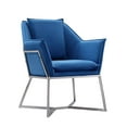 thumbnail image 3 of Origami Modern Geometric Blue Velvet Upholstered Stainless Steel Accent Chair, 3 of 5