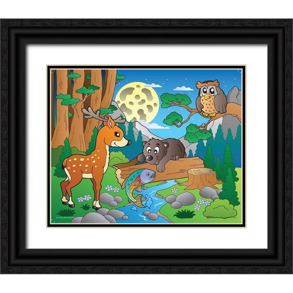 Viskova, Klara 24x20 Black Ornate Wood Framed with Double Matting Museum Art Print Titled - Wood Animals III
