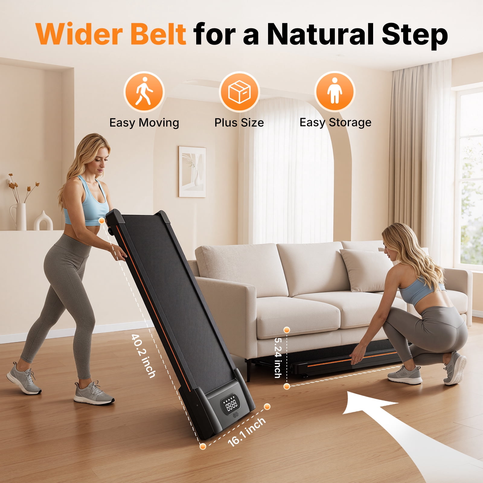 MERACH W50 Lite Walking Pad with 10% Auto Incline, 350lb Under Desk Treadmill with Bluetooth Speaker