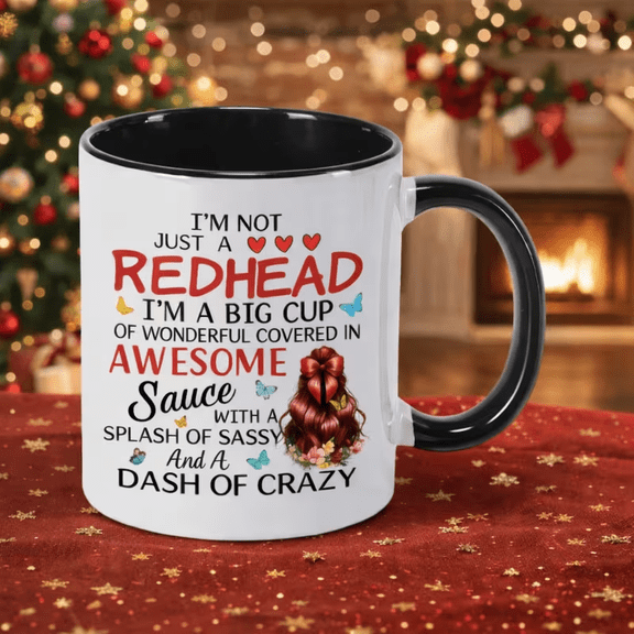 11 oz Red Hair Woman Illustration Ceramic Coffee Mug