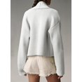 thumbnail image 5 of Open Front Solid Color Women Long Sleeve Shawl Neckline Knit Crop Cardigan, 5 of 6