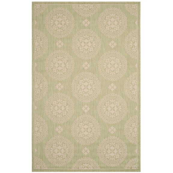 SAFAVIEH Courtyard Kirsten Geometric Indoor/Outdoor Runner Rug, Sweet Pea, 2'4" x 12'