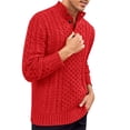 thumbnail image 3 of Stand Collar Men Casual Knit Sweater Male Cable Chunny Pullover, 3 of 5
