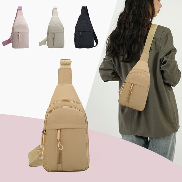 Bolsa deportiva de pecho Bandolera de pecho | Material de tela duradero | Almacenamiento en varios bolsillos | Correa ajustable en la cintura | Compartimentos con cremallera seguros | 30x18cm