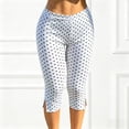 thumbnail image 2 of YMNXA Women's Capri Pants High Waist Polka Dot Print Comfortable Fashion Breathable Trousers For Casual Daily Wear,White,S, 2 of 4