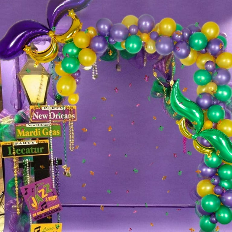 Mardi Gras Party Decor with Balloons 
