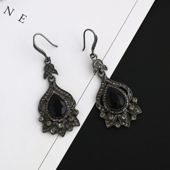 APIPEE Vintage Water Drop Gemstone Earrings Tassel Ear Hooks Long Earrings