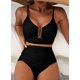 thumbnail image 5 of Bikini Herseas de 2 piezas con tirantes ajustables, tiro alto, negro, XL, 5 of 6