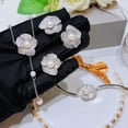 thumbnail image 2 of Small fragrance full of crystal pearl camellia set French high-end light luxury flower ring ear stud bracelet necklace, 2 of 7