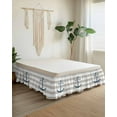 thumbnail image 2 of Nautical Anchor Bed Skirt California King Size 18" Drop Beige and White Striped Ruffled Wrap Around Bed Skirts Adjustable Elastic Bedskirt Dust Ruffle for California King Size Bed, 2 of 7