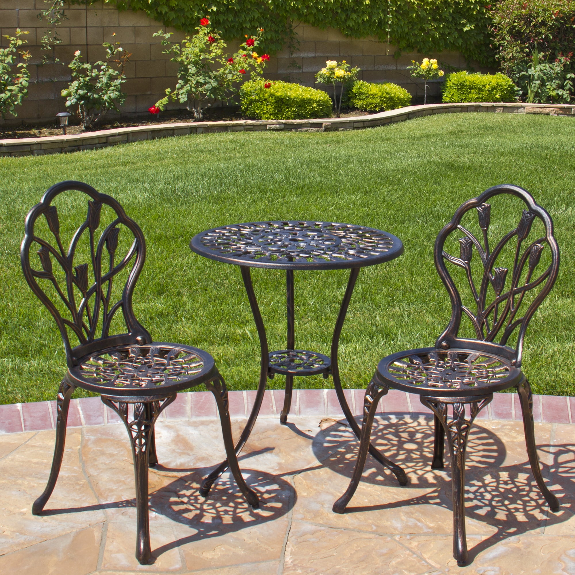 Best Choice Products Antique Cast Aluminum 3 Piece Outdoor Bistro Set