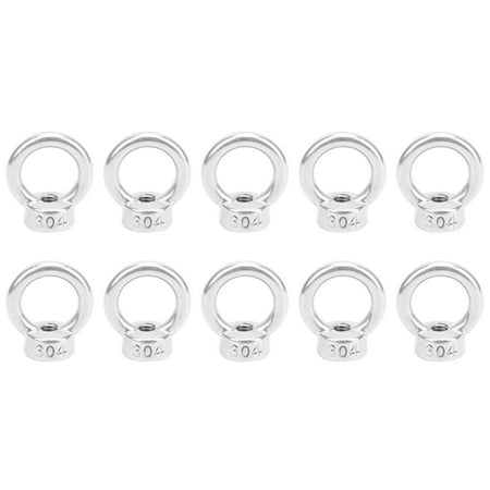 

10PCS M6 Lifting Eye Bolts Nuts Stainless Steel Fastener Fittings for Cable Rope Supplies