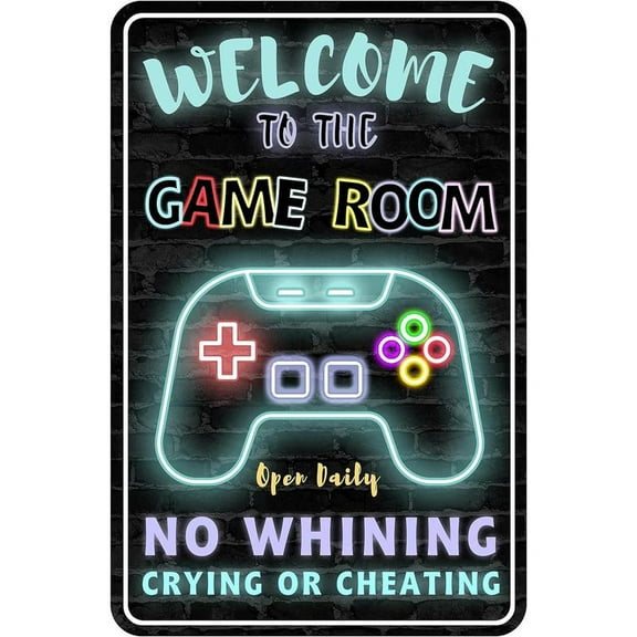 8*12inchs Gaming Room Metal Sign Gamer Wall Decor For Boys Game Room Bedroom Gamers Aluminum Rust 12" X 8"