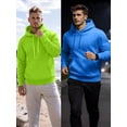 thumbnail image 3 of Mens Neon Hooded Pullover Sweatshirt Casual Athletic Green Farson Fleece Hiking Hoodie (S), 3 of 8