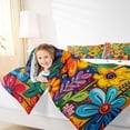thumbnail image 6 of Manfei Boho Groovy Flower Comforter Sets Full Size, Hippie Rustic Floral Down Comforter, Mandala Style Reversible Bedding Full Comforter Set, Breathable Room Decorative, 3pcs, 6 of 8