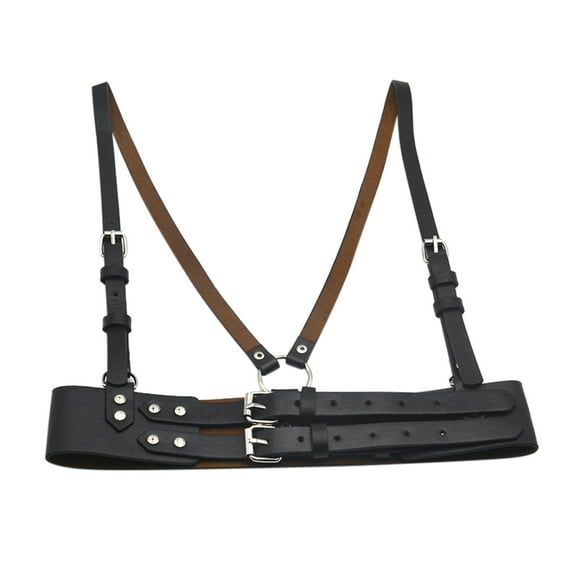 ZHENHONG Skinny Belt for Women Elastic Corset Belt Wide Leather Waistband Double Buckle Punk Dress Belt Women's Accessories Belt Black
