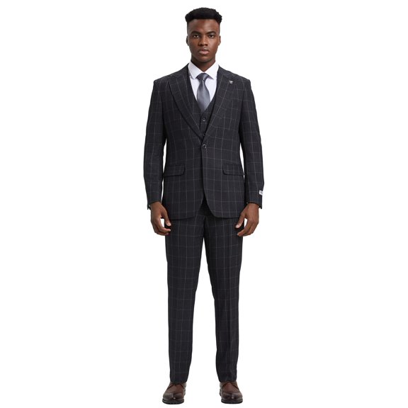 Mens-suit Windowpane By Stacy Adams