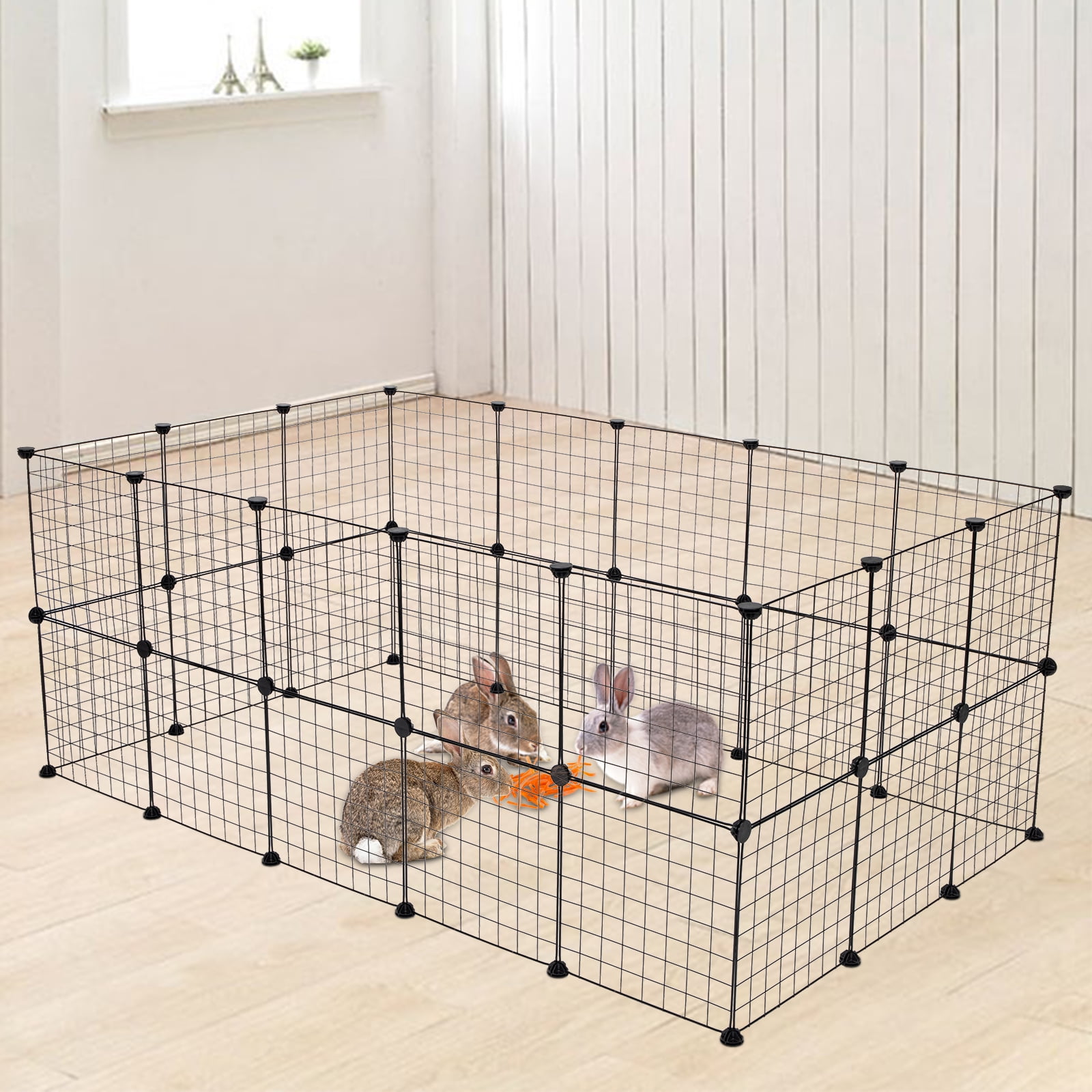 DIY Metal Wire Pet Playpen, Portable Small Animal Cage Fence for Rabbit Guinea Pig Hamster Hedgehog