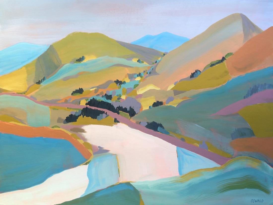 PCH Pastel Mountain Hill Abstract Landscape Painting Print