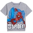 thumbnail image 2 of Boys Marvel Spider-Man 2-Piece Tee & French Terry Shorts Set, Heather Gray/Blue, 2 of 8