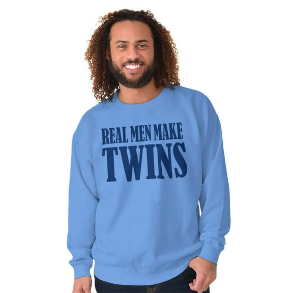 Funny New Father Real Men Make Twins Men's Crewneck Sweatshirt Brisco Brands S