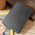 thumbnail image 2 of Slim RFID Blocking Leather Passport Holder Travel Bifold Wallet For Men (Carbon Black), 2 of 6