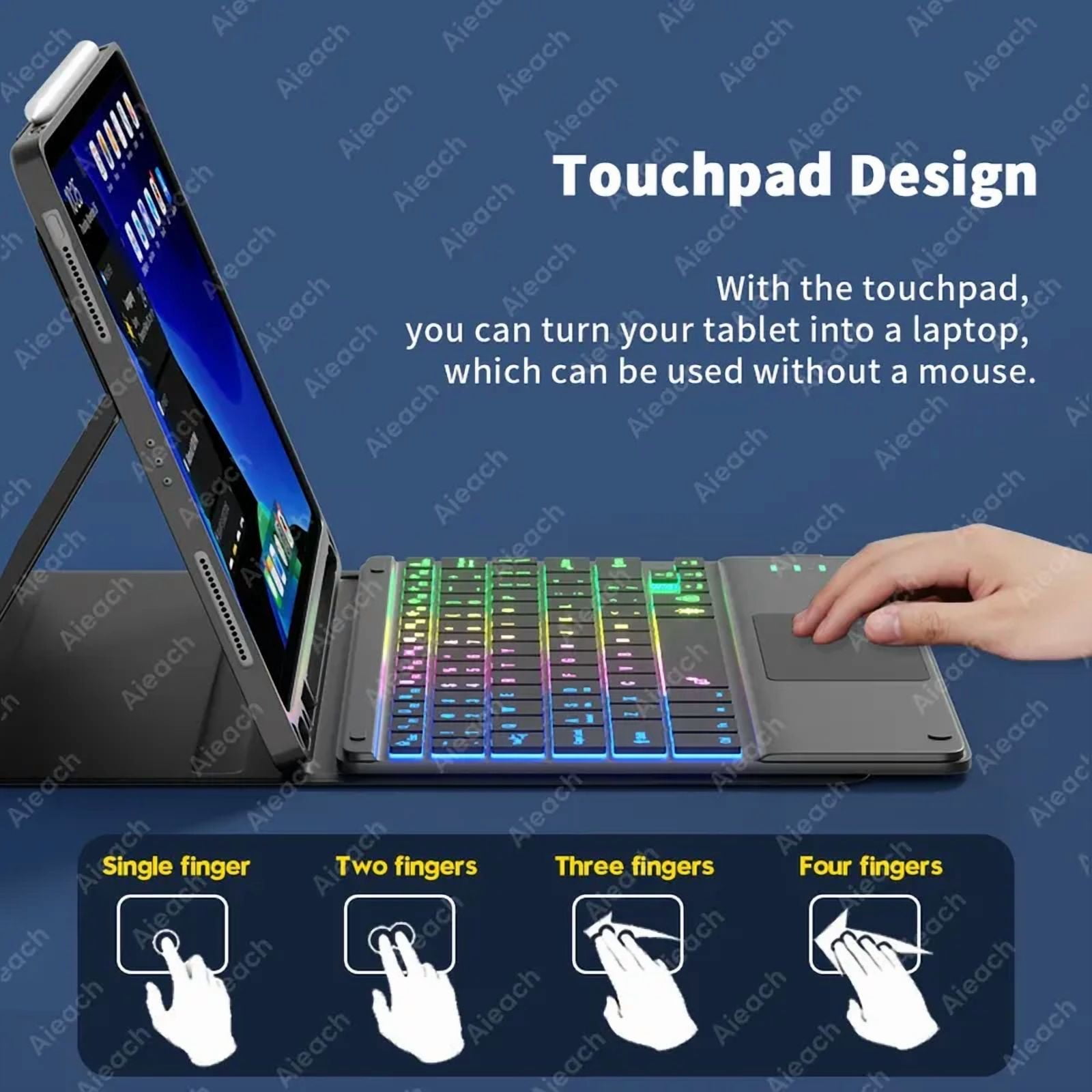 CAOX Bluetooth Wireless Keyboard Backlit with Touchpad Rechargeable 78Keys Portable Travel for iPad iOS/Android/Windows Tablet
