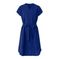 thumbnail image 6 of vigerkar Women's Summer Short Sleeve Midi Dress Casual V Neck Work Party A-Line Knee-Length Dresses with Belt BU2, S, 6 of 6